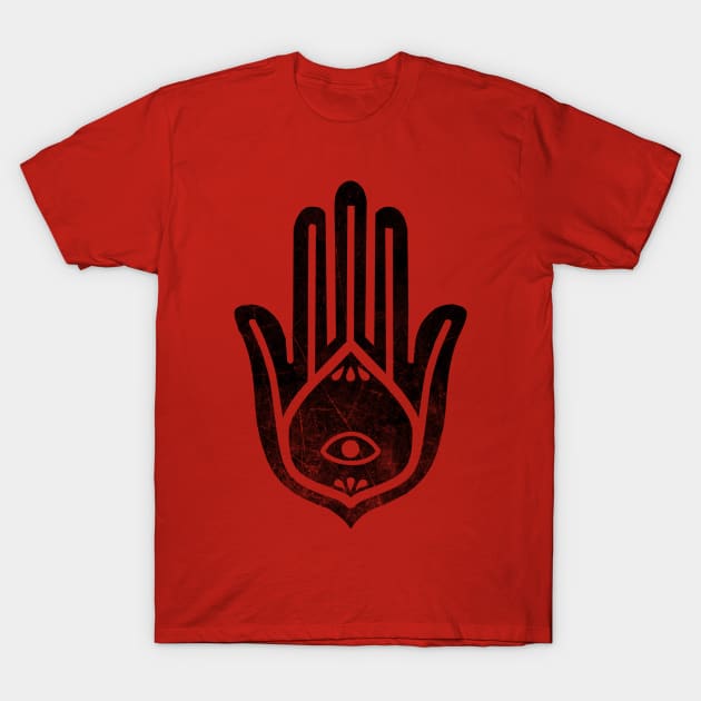 Hamsa Black Halftone T-Shirt by GAz